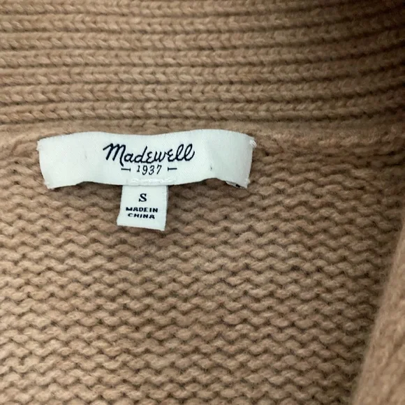 Women’s Madewell Button Sweater Size Small 100% Merino Wool Tan GUC - Picture 3 of 10